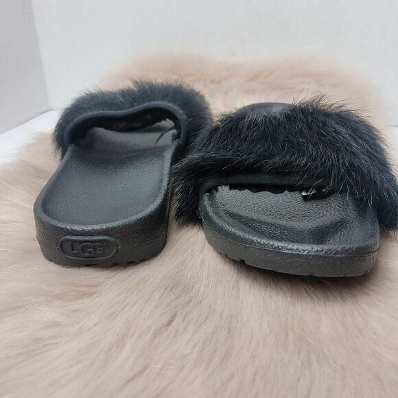 Ugg Women's Sandals Slides Size 6 Royale Black Garnet Toscana Fur Slipper - Picture 7 of 9